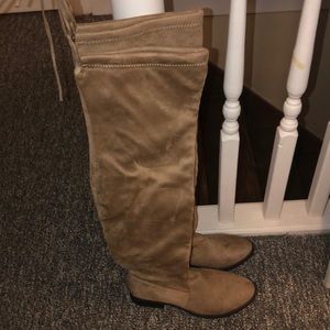 Thigh high tan boots